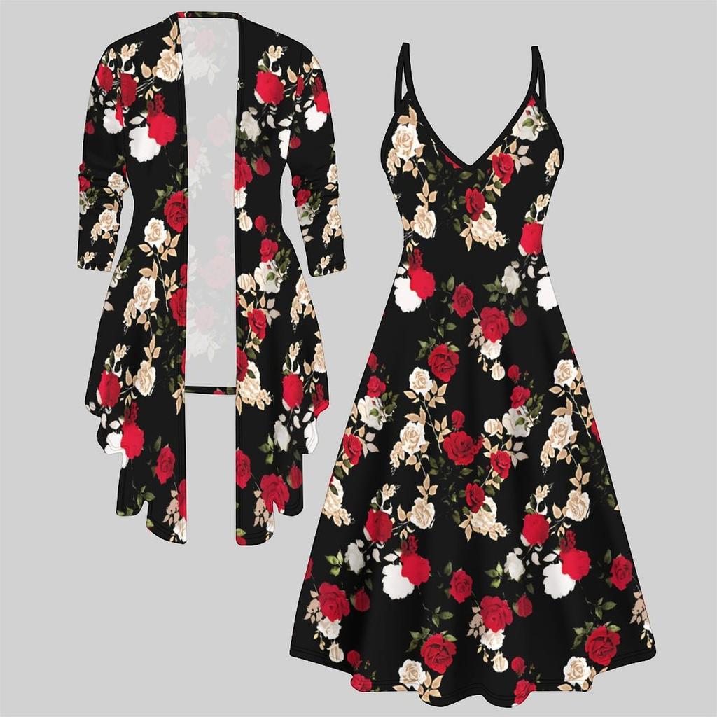 3D Printed Set Dress Coat , Double Color Combination with Simple Design Fashion Print,suitable for Various Scene Fashion Styles