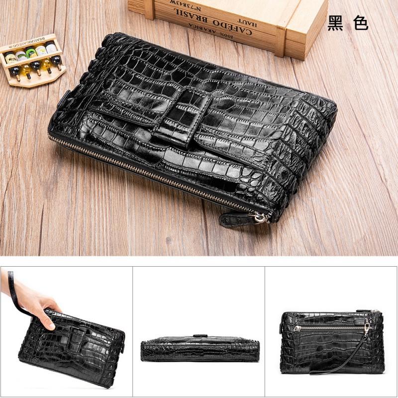Light Luxury Genuine Leather Handbag Men With Crocodile Pattern Multi Slot Casual Business Cowhide Wallet Clutch Bag