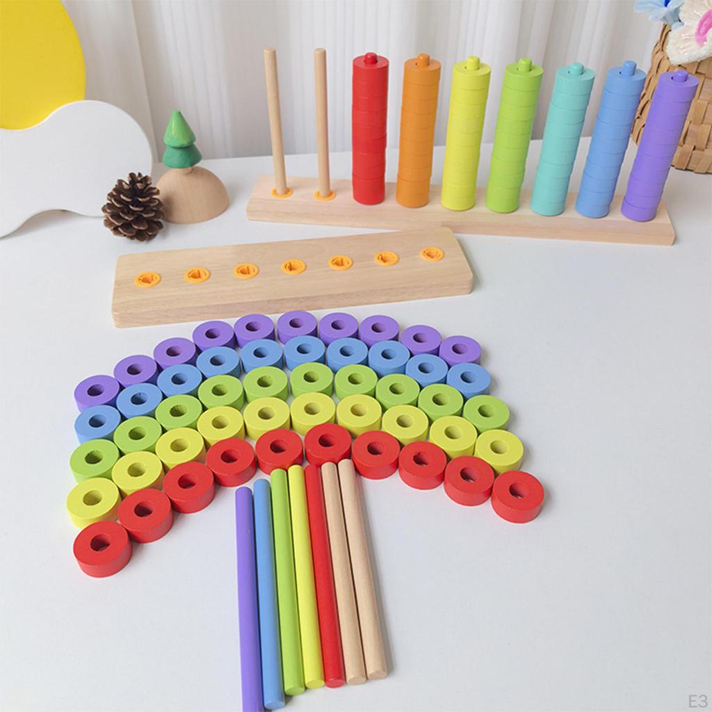 Color Sorting And Stacking Toy – Game to Promote Fine Motor Skills Learning Educational