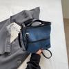 Denim Shoulder Bag Women Fashion Brown Leather Trim Crossbody Tote Bag Casual Everyday Small Handbag