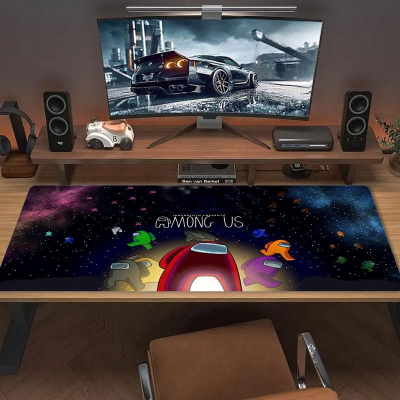 Among Us Large Size Mouse Pad Large Gaming Table Cushion Non-slip Laptop Tablet Big Mousepad XXL Mat Mini PC Playmat With Lock Edge