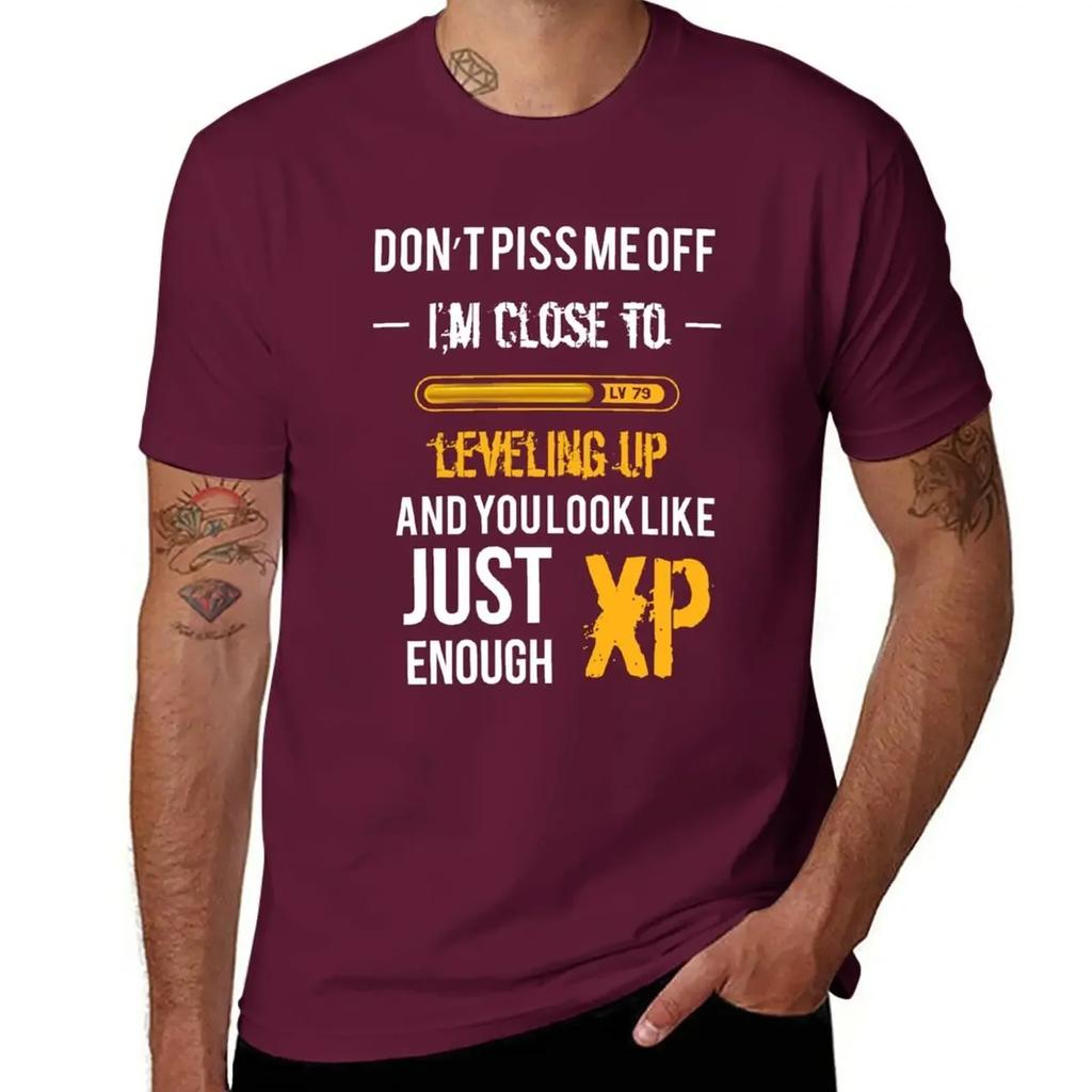 Don't Piss me off, I'm close to leveling up and you look just enough XP - Gaming Shirt T-Shirt quick-drying Blouse mens t shirts