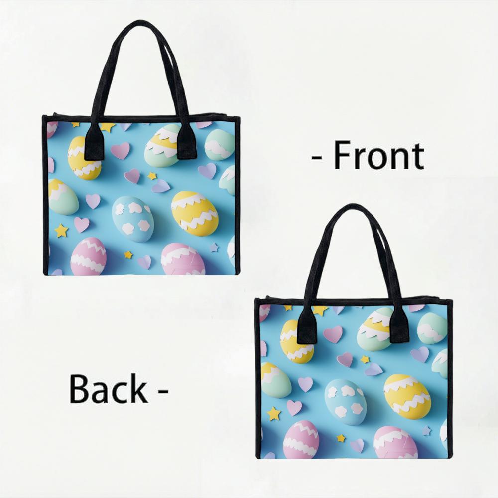 Easter Pattern Tote Bag Casual Daily Shopping Handbag Lightweight Large Capacity Shoulder Bag for Women