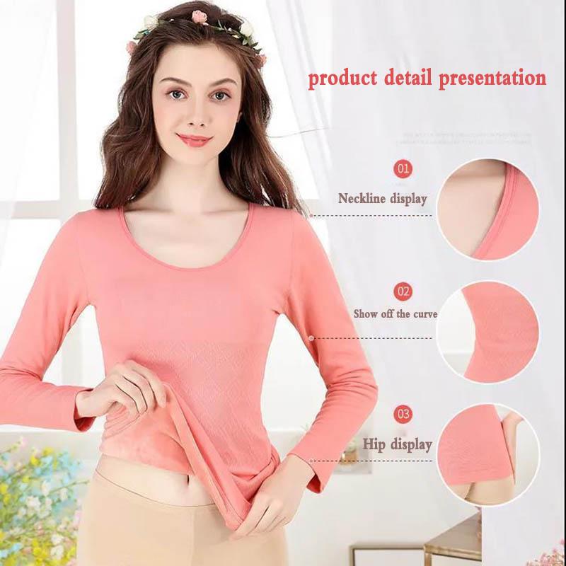 Plus Velvet Bottoming Shirt Women Autumn and Winter All-match Thick Round Neck Slim-fit Inner Warm Clothes