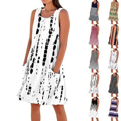 Summer Dresses For Women Loose Beach Vacation Casual Sleeveless Sundresses With Pockets Tank Dress