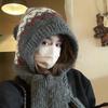 Winter limited sapphire blue~ retro witch hat versatile warm Lei Feng hat knitted hat scarf integrated big head circumference