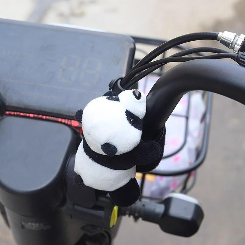 Cute Panda Plush Car Decoration Soft Stuffed Animal Handlebar Ornament For Bike Motorcycle Electric Vehicles Decoration