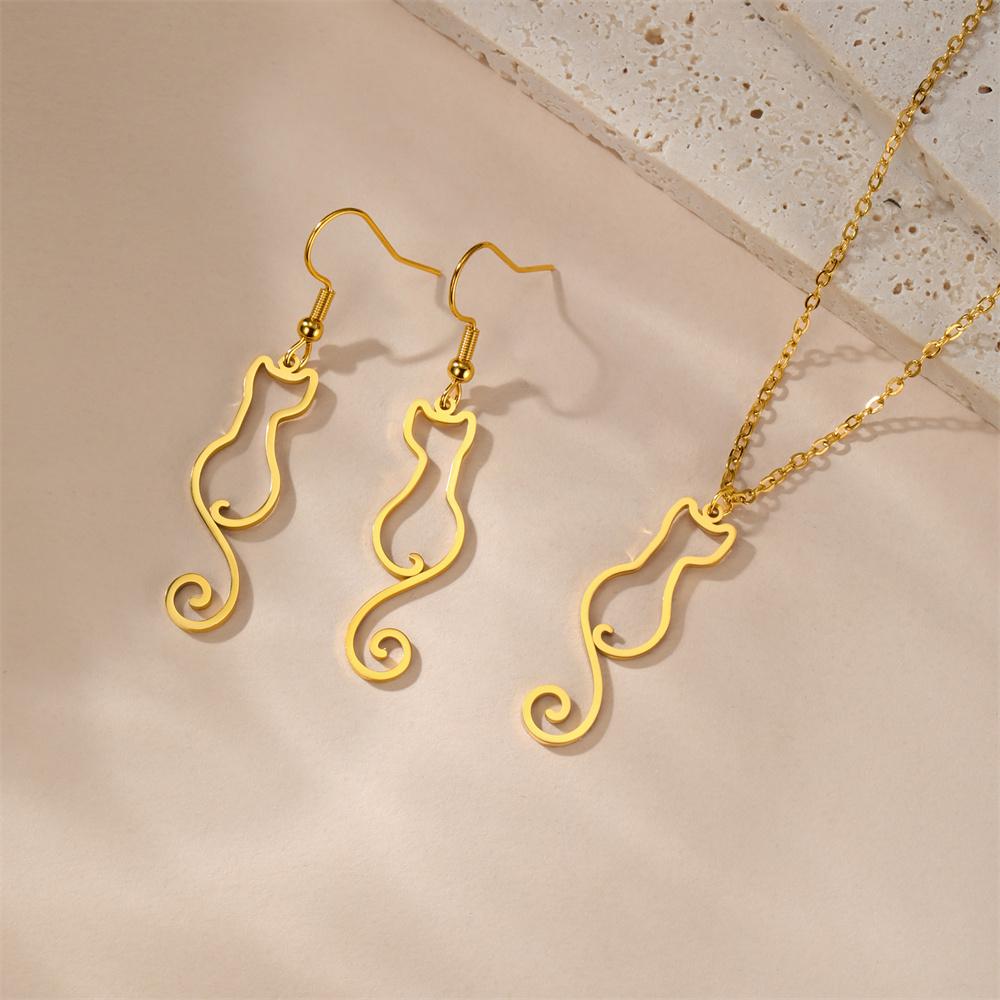 My Shape Lovely Cat Tail Drop Earrings for Women Cute Kitten Animal Dangle Earring Stainless Steel Fashion Jewelry Gifts
