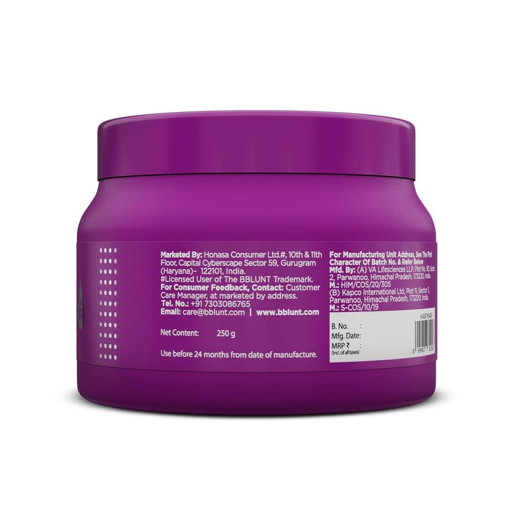 BBLUNT Unscented Hair Fall Control Mask For Stronger Looking Hair With Shine Finish, Weekly Care, 250 g Pack Of 1
