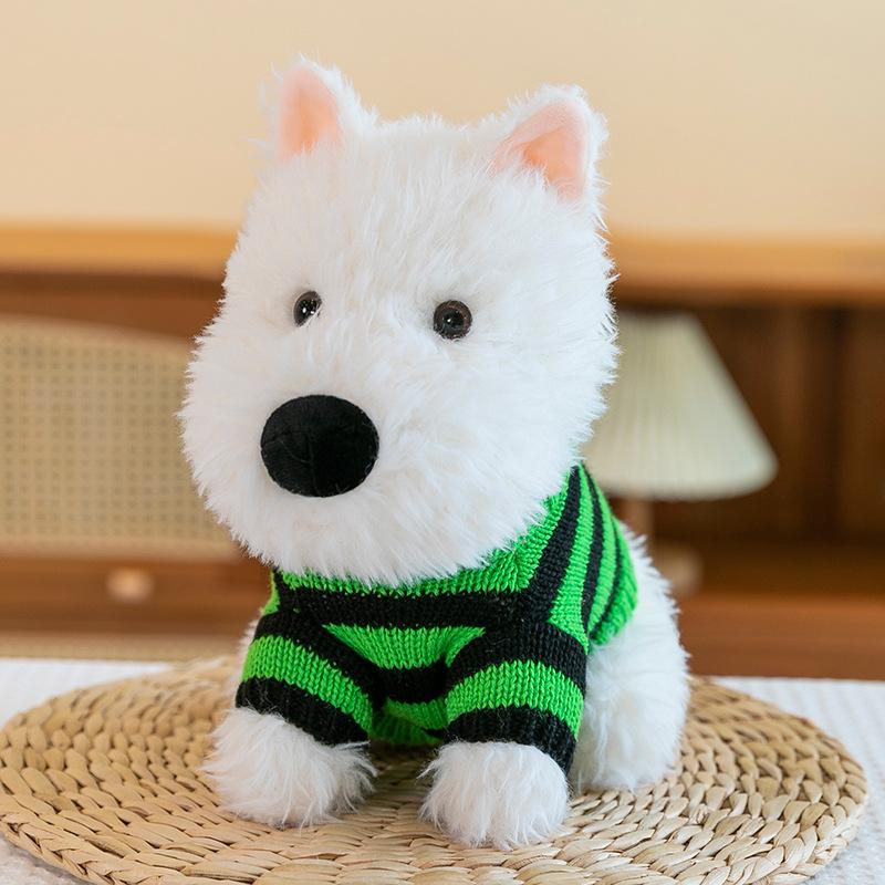 Cute Bow West Highland Dog Doll Backpack Scribbled Puppy Clothes Plush Toy