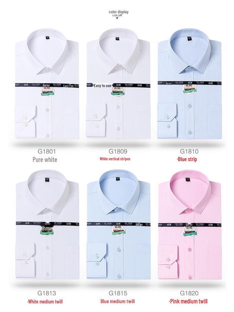 Professionelles Langarm-Businesshemd für Herren in Weiß mit gesticktem Logo, knitterfrei.