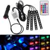 4Pcs 9LEDs Strip Light Wireless Remote/Voice Control Car RGB LED Neon Interior Lamp Decorative Lights
