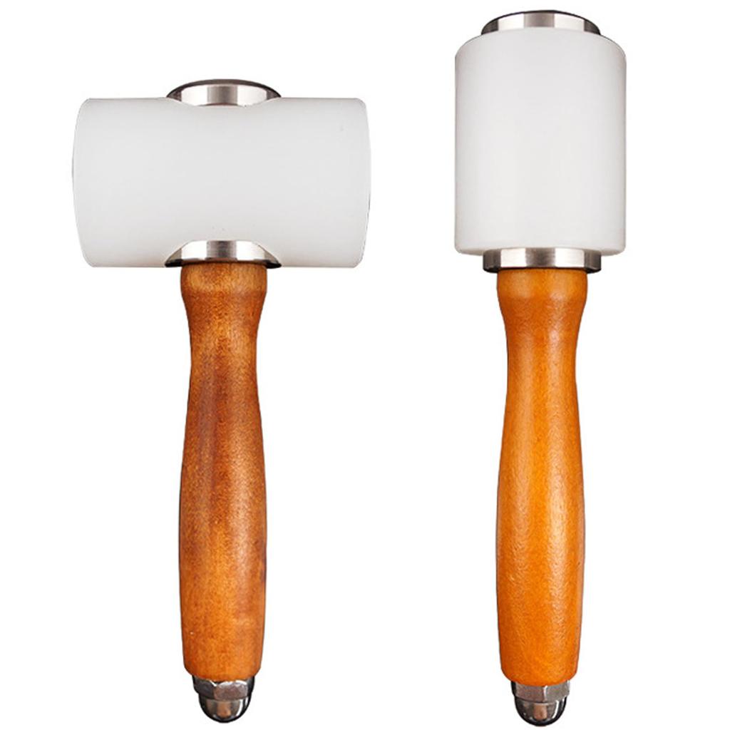 EdisonBrain Leathercraft Hammer and Mole Set of Nylon for Leather and Leather with Wooden Handle and Stainless Steel Silent and Sound-Absorbing 2,