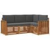 Outdoor Sofa Set 4 Pcs Natural and Anthracite Solid Acacia Wood
