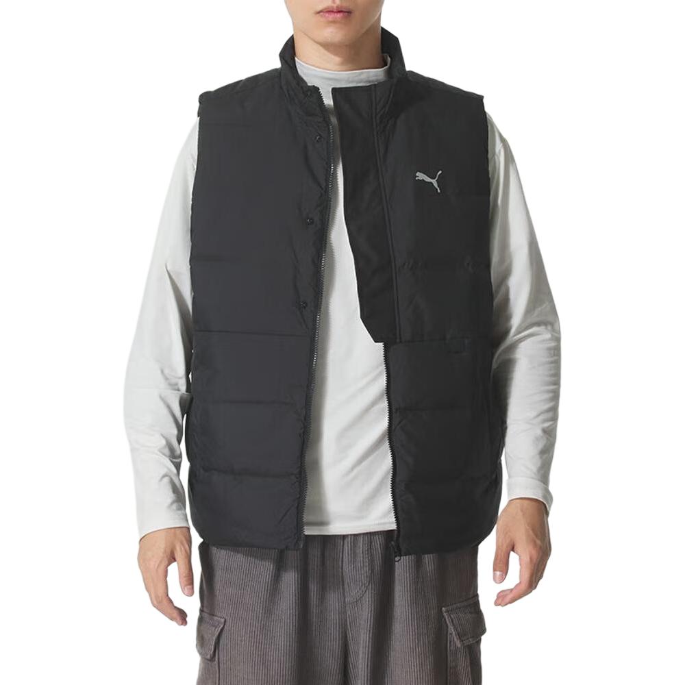 Men's PUMA Down Vests Men's Black Stand Collar Moderate