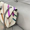 London Eagle Head New Fashion Women Bag Luxury Designer Striped Patchwork Chain Shoulder Crossbody Bags PU Leather