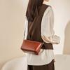Leather Versatile Leather Women's Bag, Top-layer Leather Single-shoulder Crossbody Bag, Wide Shoulder Strap Sailboat Bag