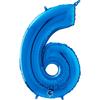 Blue Foil Balloon Number 6, 66 Cm Grabo