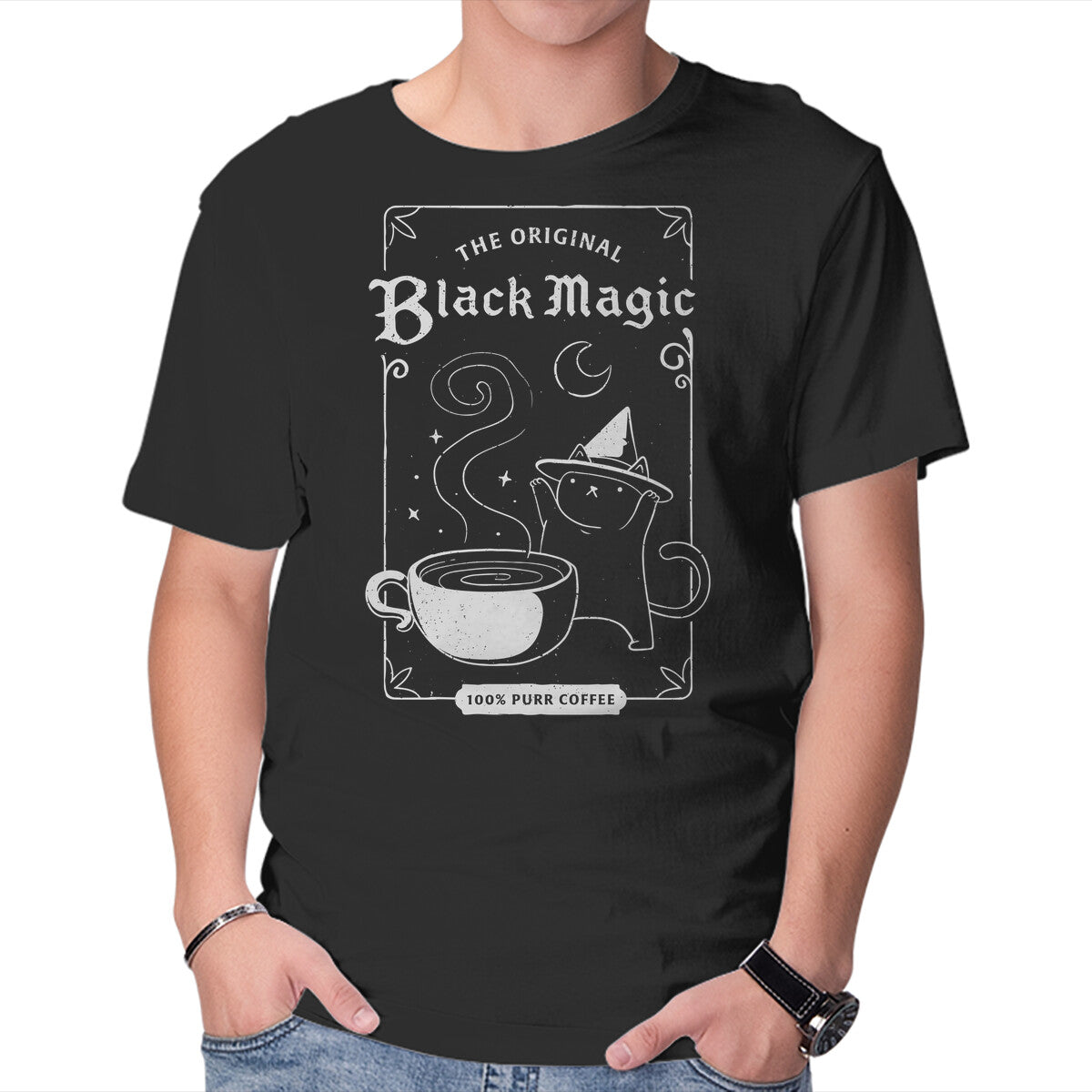 Unisex Crew Neck T-Shirt The Original Black Magic Graphic Short Sleeve Casual Tee L