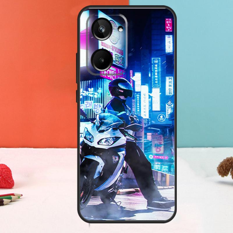 Neon Motorcycle Biker For Realme 10 11 12 Pro Plus GT Neo5 C11 C30 C31 C33 C35 C25s C21Y C51 C55 C53 GT5 Pro Case