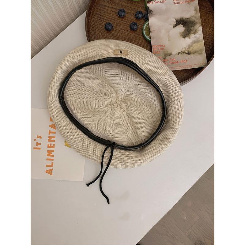 Maillard spring and autumn beret new versatile metal retro leather brim painter hat trendy hat children show small autumn