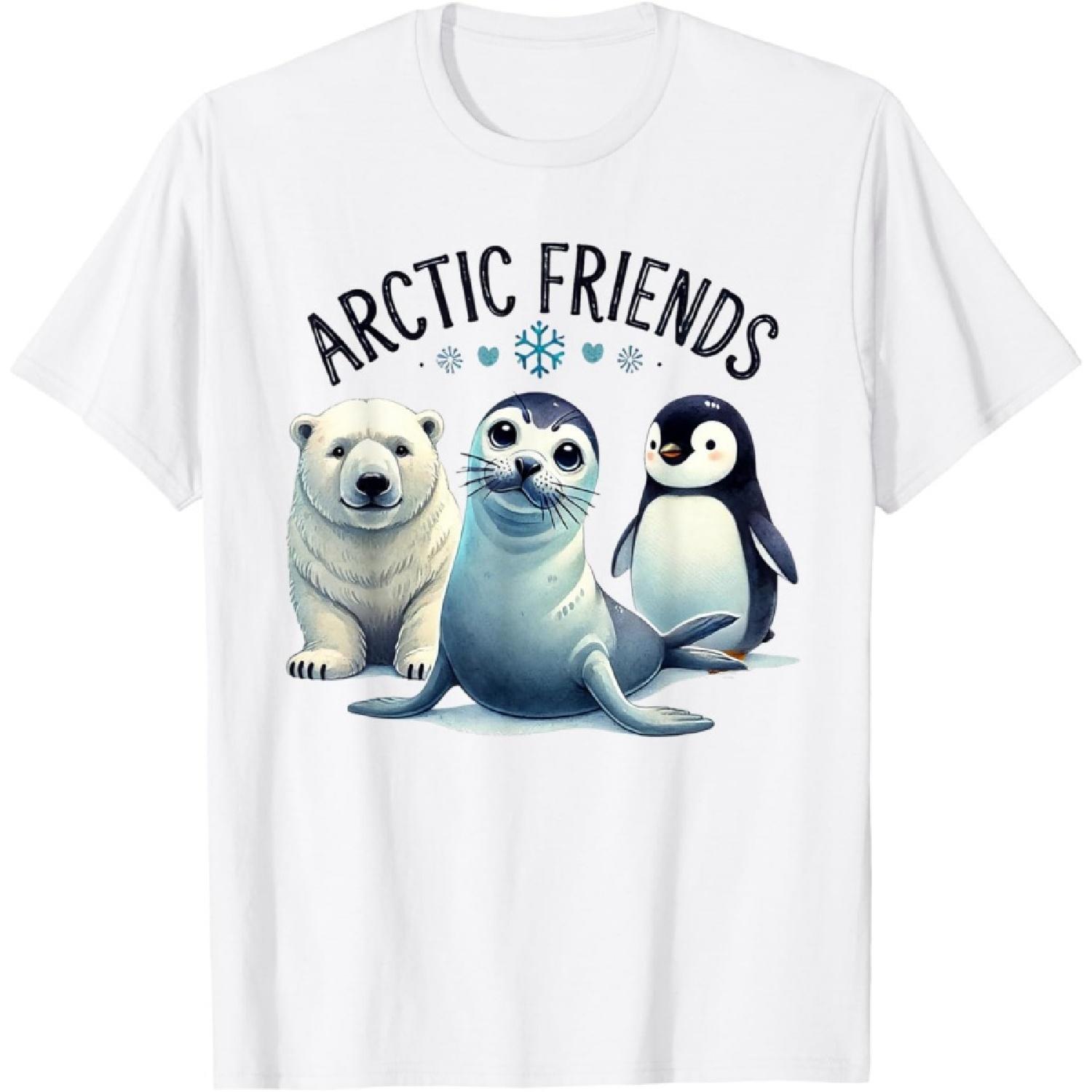 Arctic Animals Penguin Seal Whale Polar Bear Sea Animals T-Shirt S