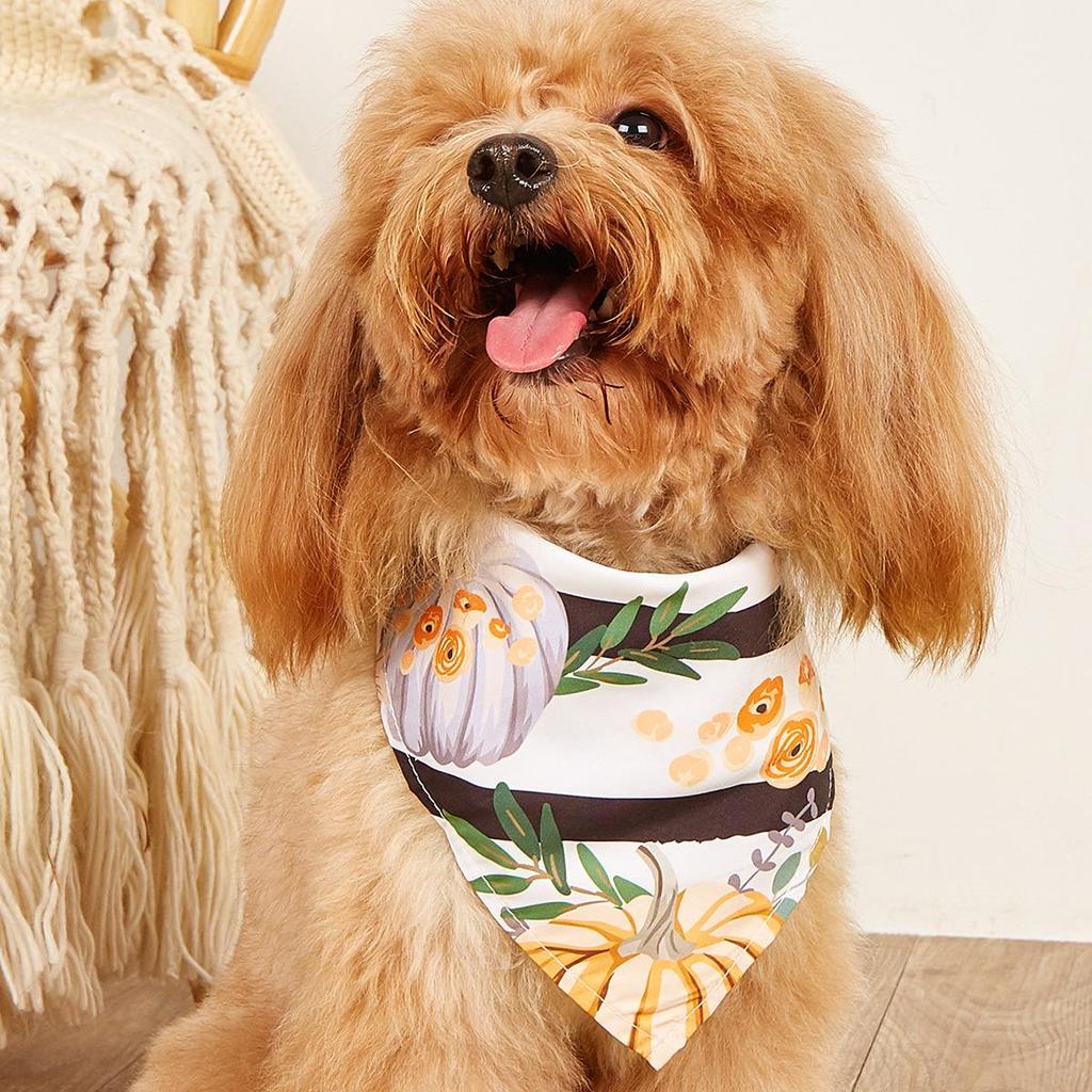 New Fashion Twill Thanksgiving Dog Scarf: Polyester Triangle Bandana for Pets