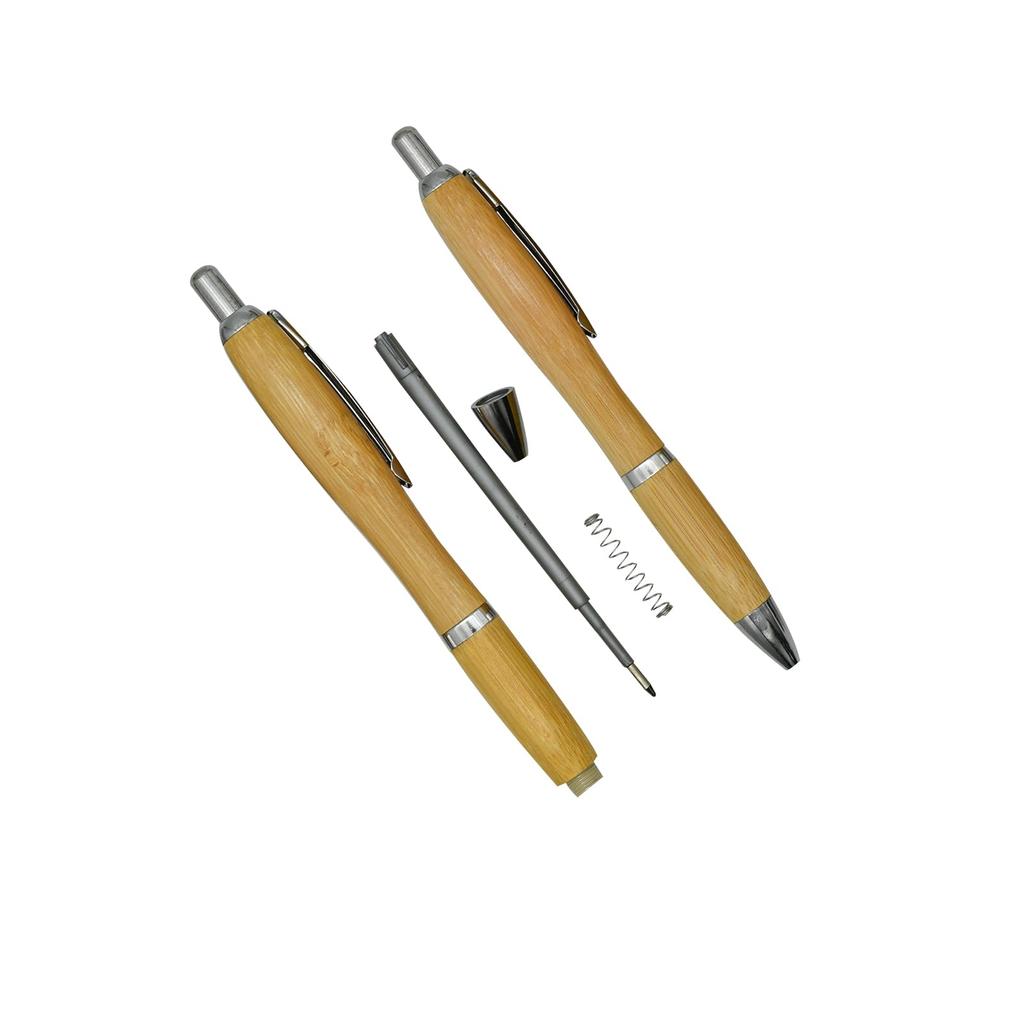 Lopenle Set of Natural Bamboo Ballpoint Pens with Black Black Ink for and Office Perfect for School Entrance and Other Gifts 8-Piece Oil-Based Ink,