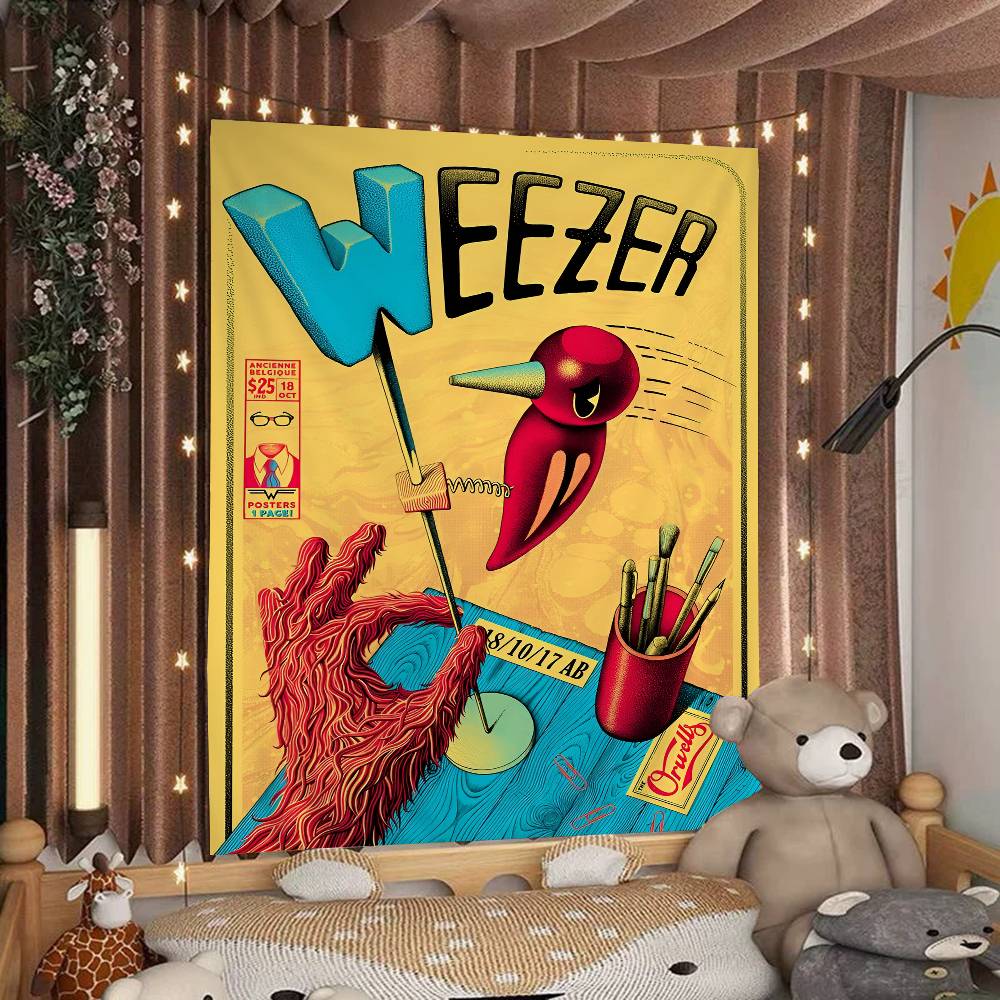 Music Band Retro W-weezerS Vintage Colorful Tapestry Wall Hanging Hanging Tarot Hippie Wall Rugs Dorm Wall Art Decor