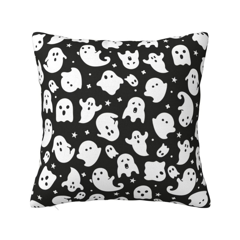 Halloween Horror Orange Ghost Pattern Pillowcover Decoration Cushions Cover Throw Pillow Case for Living Room Double-sided