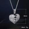 Full Paved Broken Heart Split Pendant Hip Hop Twisted Rope Chain Women Men Clavicle Necklace