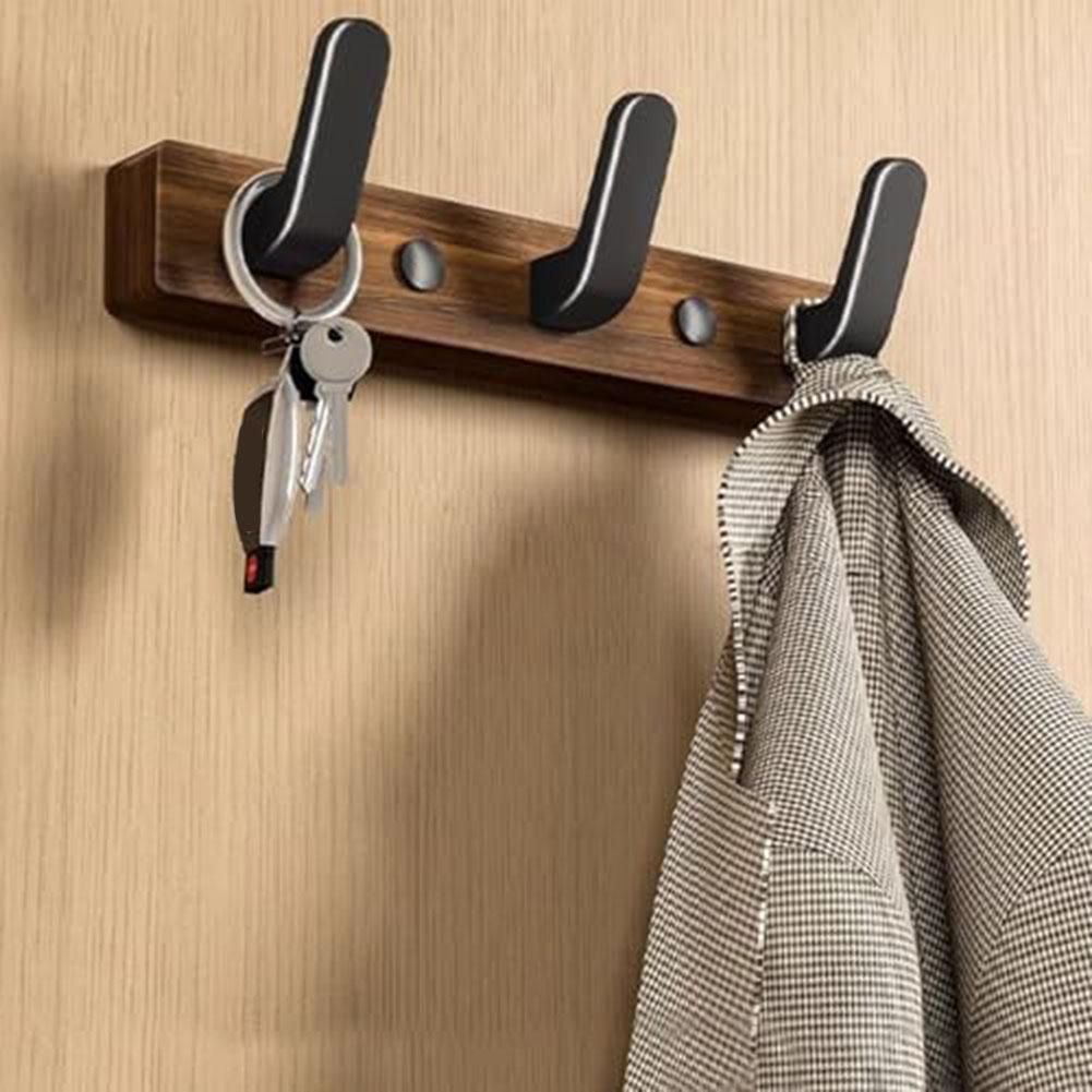 Entryway Coat Rack No Drill Wall Hook Walnut Wood Coat Hook