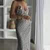 European and American New French Temperament Polka Dot Design Suspender Backless Dress
