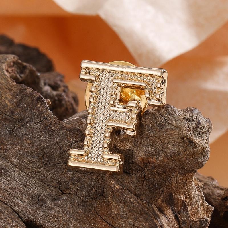 2Pcs New Metal Initial A To Z 26 Letters Pin Suit Shirt Collar Lapel Brooch Pin Badge Fashion Jewelry For Men Women Accessories
