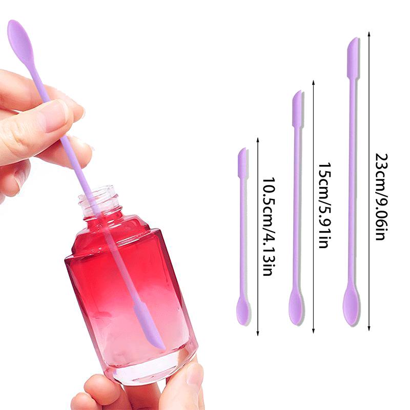 3 Pcs Silicone Spatula Set Double-Headed Scraper Cosmetic Jam Cream Deep Bottle Mini Spatula Lengthened Small Tip Spa Makeup Tool