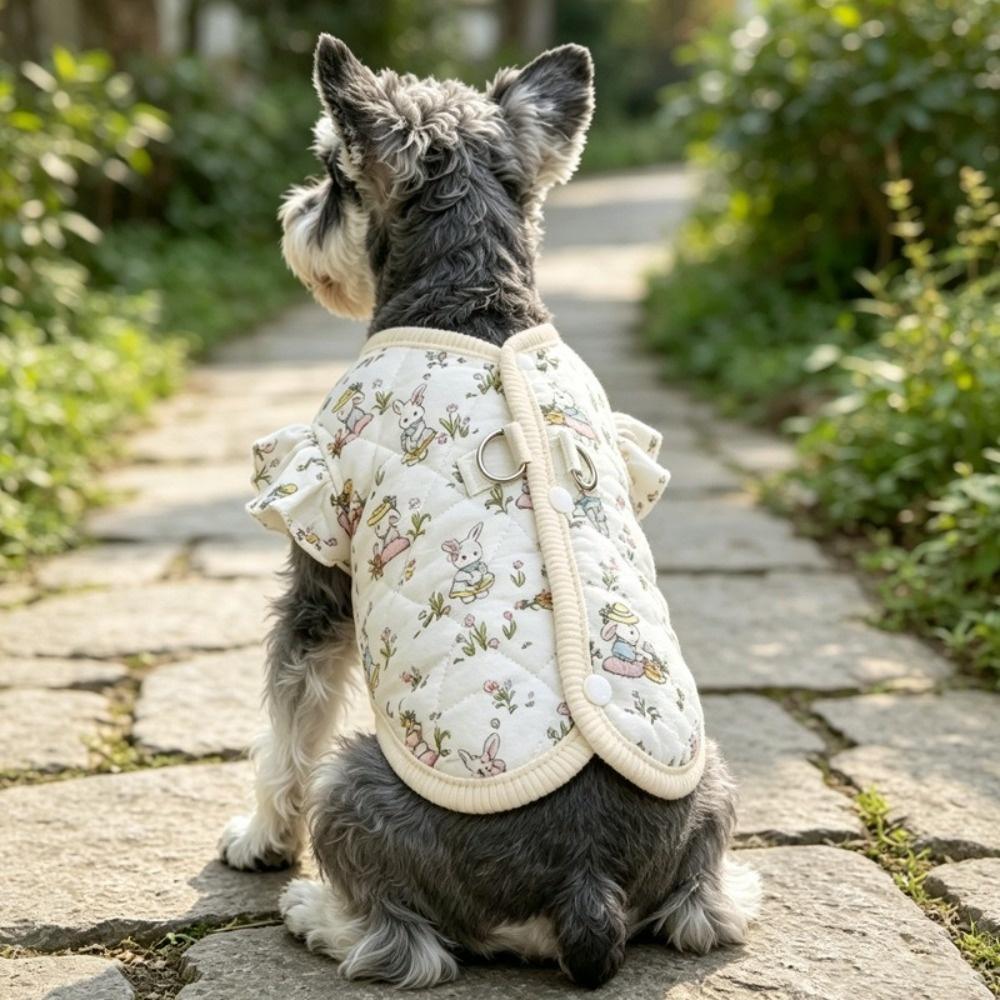 Flying Sleeves Pet Cotton Vest Cartoon Print Pet Warm Jacket Cute Dog Coat for Small Dogs