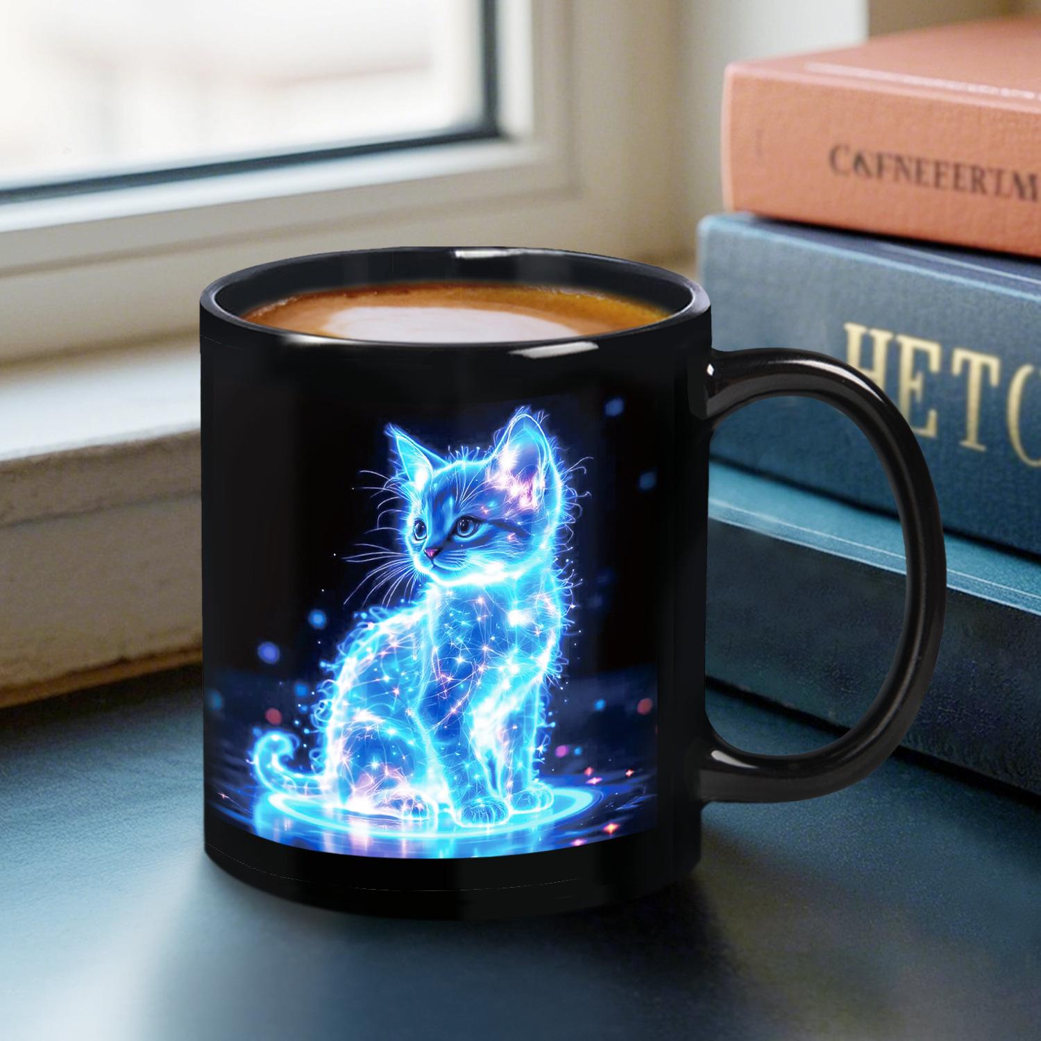 

Чашка для води світська розкіш високе відчуття мила кішка кружка ins керамічна кружка 301-400ml чорний