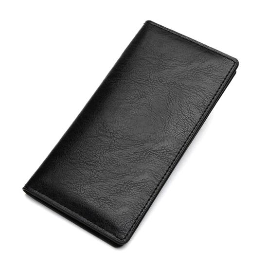 

Men Long Wallet Slim Card Wallet with Multiple Card Slots ID Card Window Artificial Leather Bifold Wallet Gift for Dad Husband чорний
