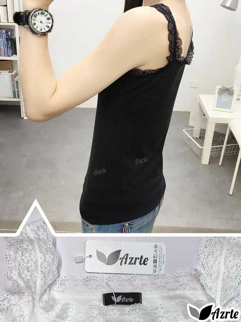 Azulte Fashionable Camisole with Lace Chest and Shoulder Perfect for Middle High and College Perfect for Everyday and Cute and Stylish Black Perfect
