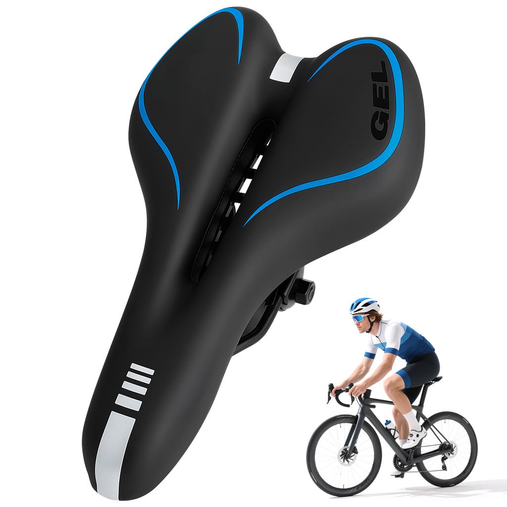 GEL Cushion Bike Seat Soft PU Leather Comfortable Bicycle Saddle for Mountain Road Bikes Shock Absorbing Cycling Accessories