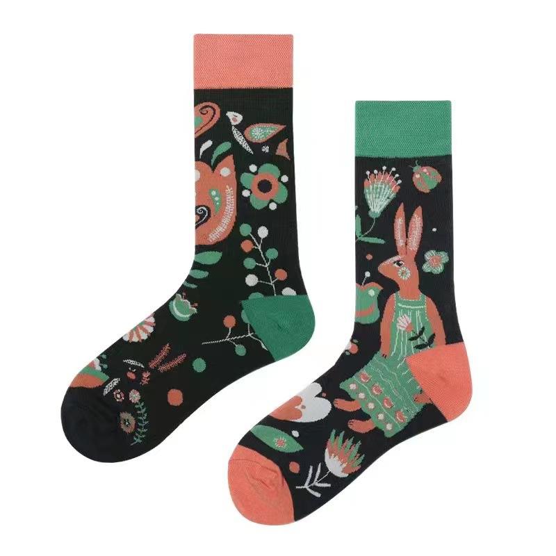 Mandarin Duck Men's and Women's Socks Original AB Trendy Socks Medium High Tube Socks Flower Fruit Animal Cartoon Cotton Socks