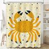 Modern Bathroom Decor Shower Curtain Cartoon Crayfish Design with Black and Yellow Colors, Waterproof Fabric for Home Decoration
