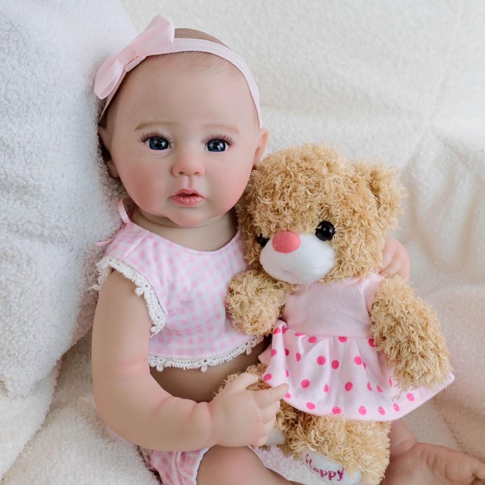 Lifelike 19'' 49cm Reborn Simulation Dolls Raven Soft Full Vinyl Body Alive Babies Doll Toy Cute Handmade Painting Rebirth Dolls for Kids 3+ Years Old