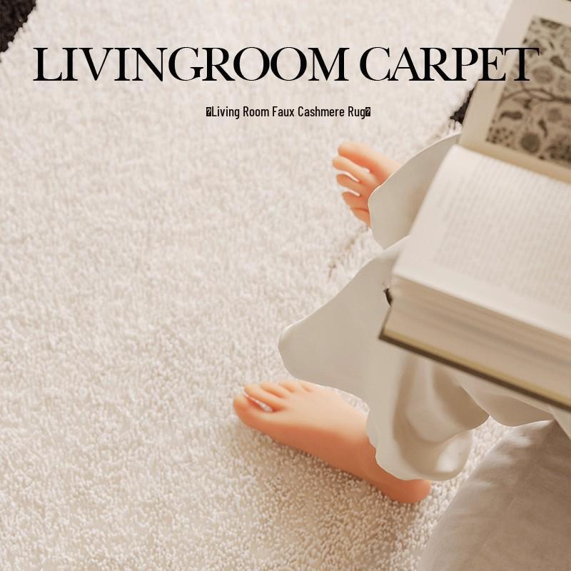 Plush Non-Slip Faux Cashmere Rug, Large Winter Floor Mat with Overlocked Edges