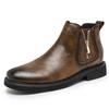 British Style Fashion Men Chelsea Boots Genuine Leather With Zippers Elegant Ankle Shoes Narrow Width For Thin Foot