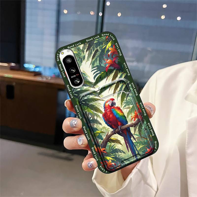 Anti-dust protective Phone Case For Sony Xperia5 IV Full wrap Back Cover Card slot Silicone Graffiti Durable Card bag