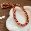 Colorful Woven Rainbow Beaded Necklace Minimalist Fashion Jewelry