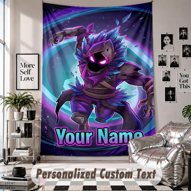 Wall Hanging Tapestry With Custom Name & Text, Fortnite Decorative Tapestry For Bedroom