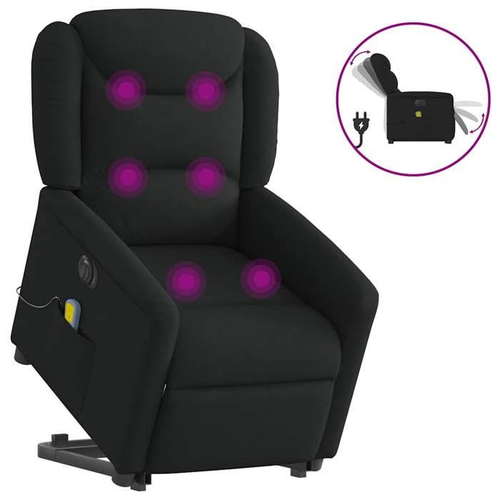 VidaXL Electric Massage Recliner Chair Black Fabric 3303226