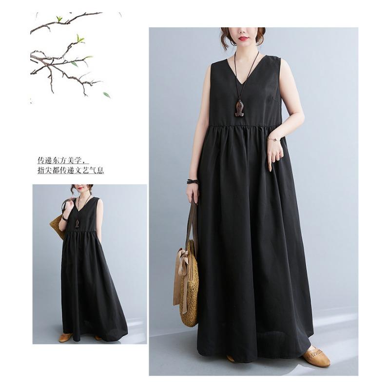 Women's Full-length Sleeveless V-neck Sundress